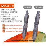Qanvee Quick Release Double Tap – Aquarium Connector Valve for Canister Filters (12/16mm & 16/22mm)